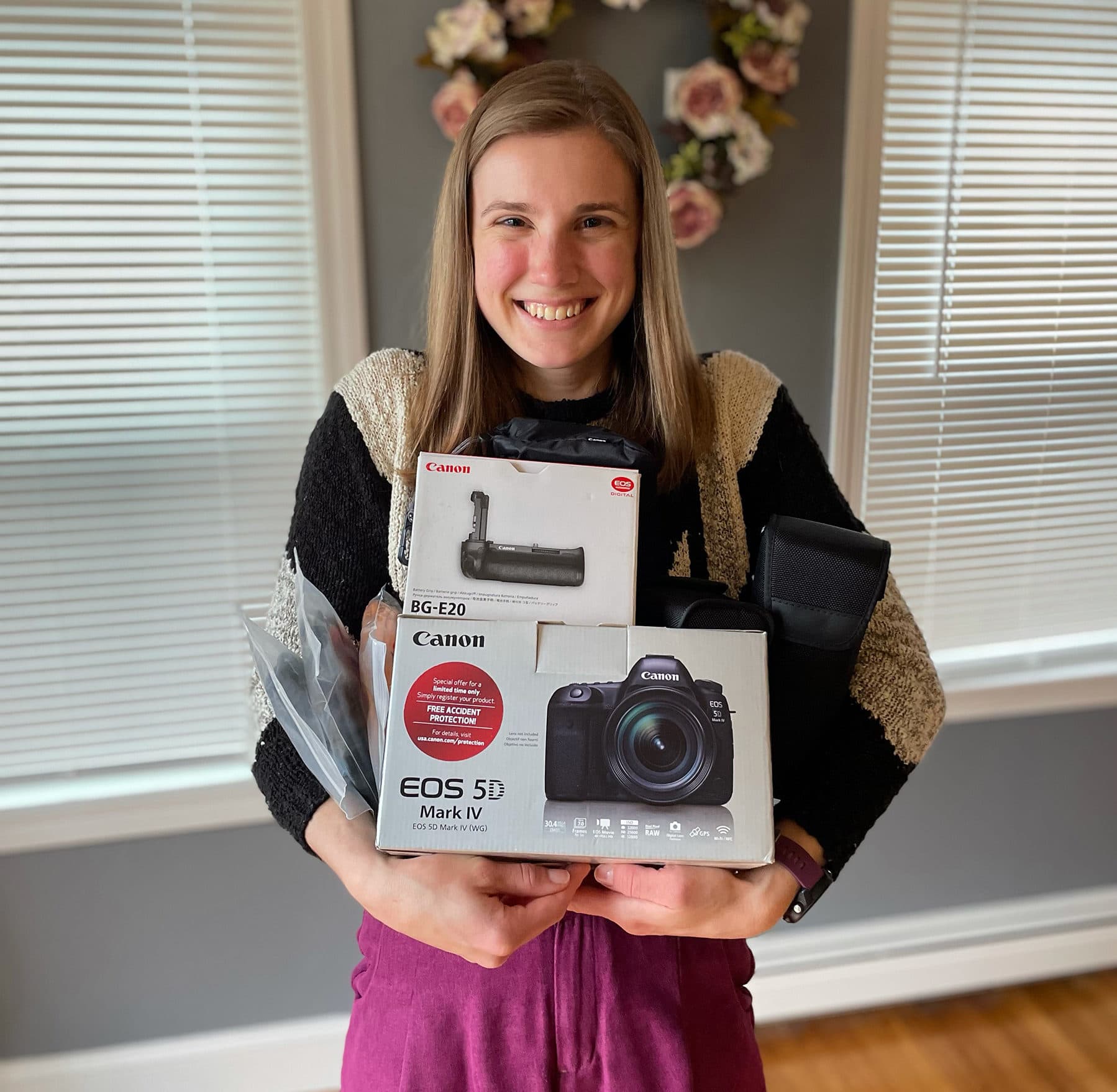 Carly Zdanek with the camera bundle she and John Stout traded up. (Courtesy)