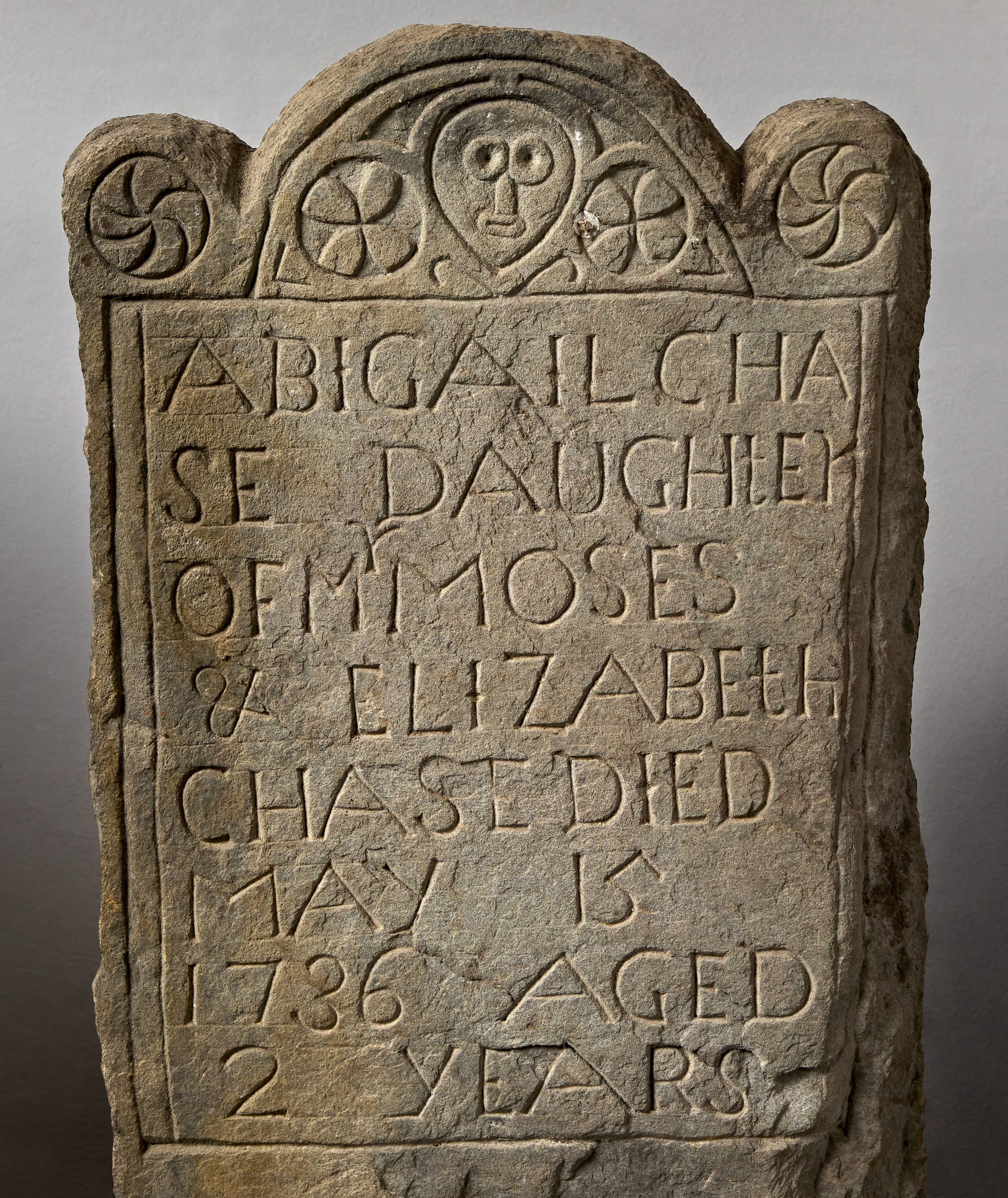 The gravestone of Abigail Chase, found in Pennsylvania (Courtesy of Pook & Pook Inc.)