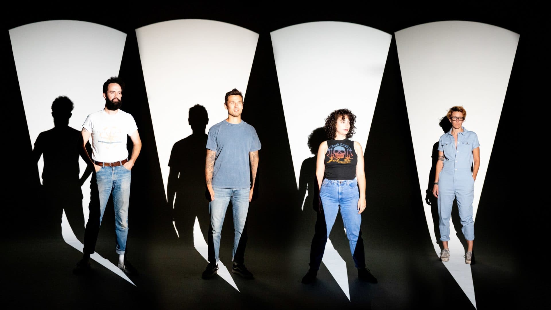 Left to right, Daniel Radin, Colby Blauvelt, Maya Mortman and Amy Hoffman of Future Teens. (OJ Slaughter for WBUR)