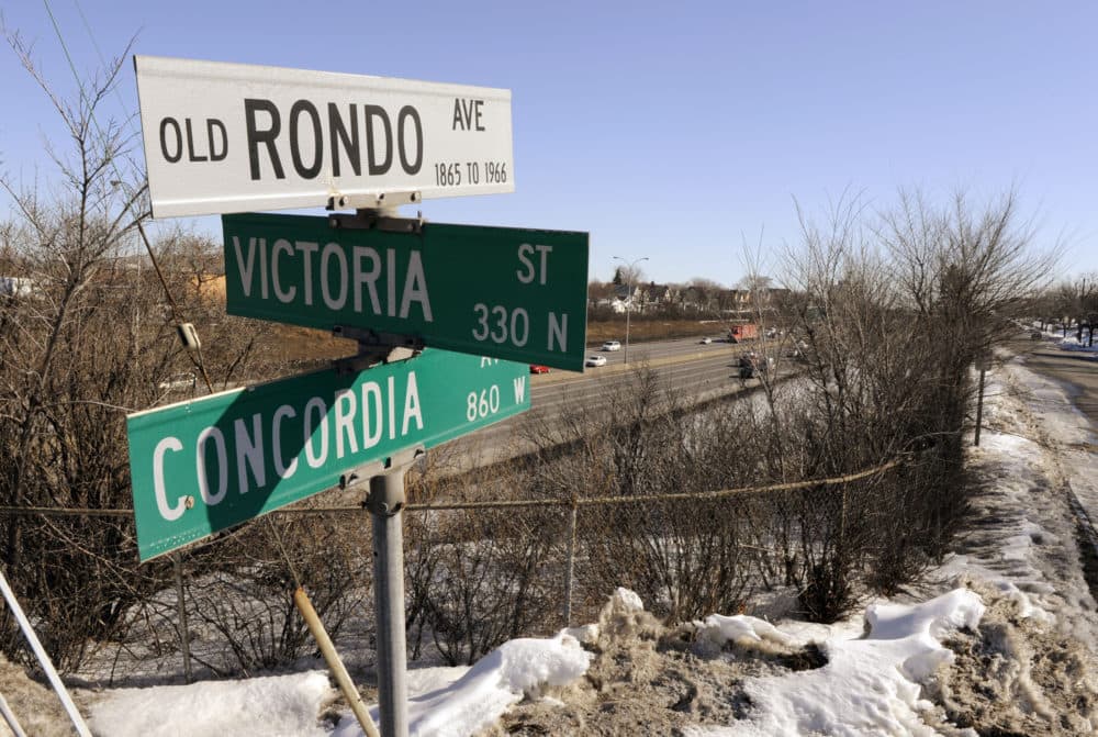 A sign for "Old Rondo Ave". (Jim Mone/AP)