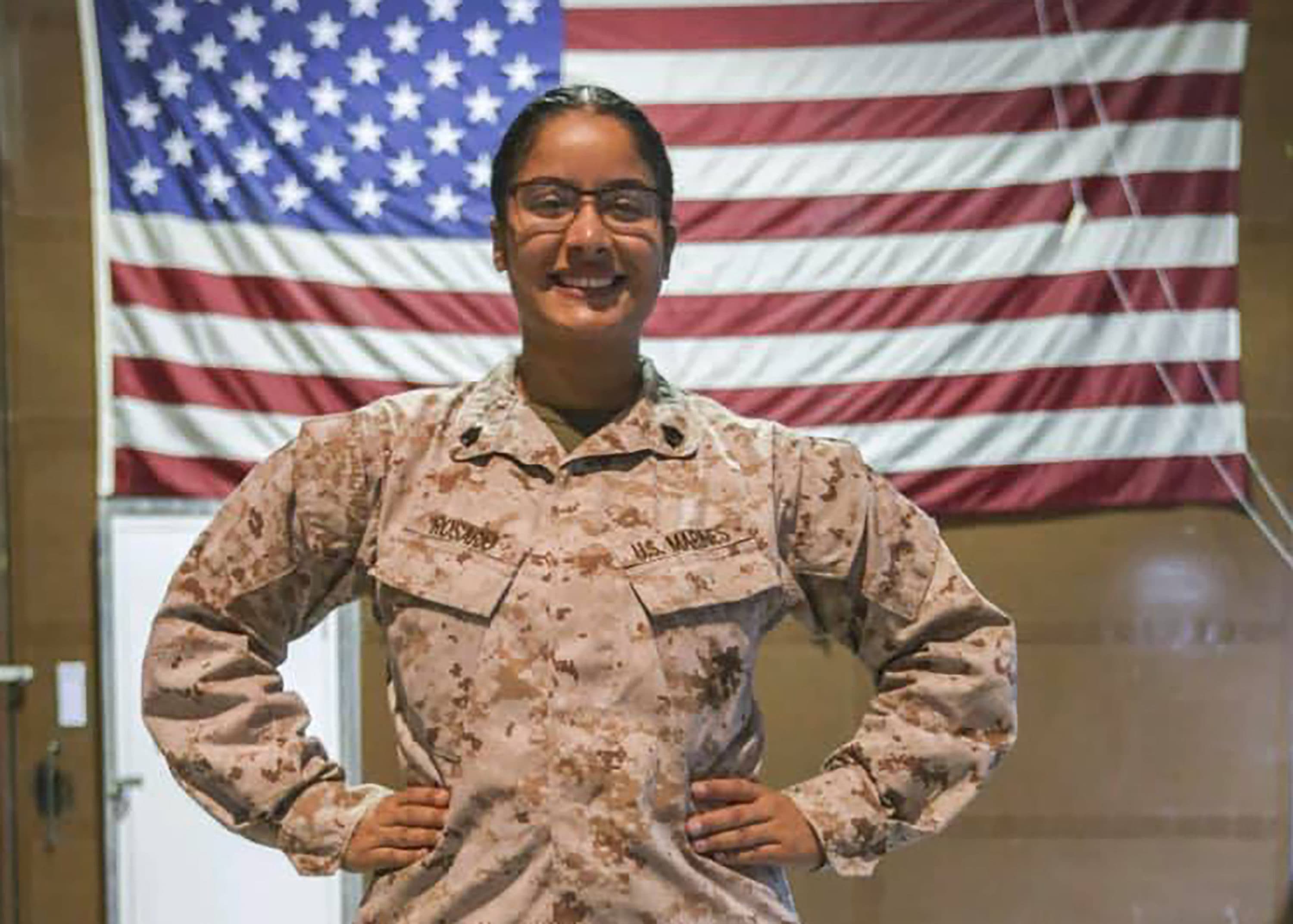 This May 29, 2021 photo released by the 5th Marine Expeditionary Brigade/U.S. Marines shows fallen Marine Corps Sgt. Johanny Rosario Pichardo, 25, of Lawrence, Mass. who died in the Aug. 26, bombing at the airport in Kabul, Afghanistan. (Staff Sgt. Victor Mancilla/U.S. Marines via AP)