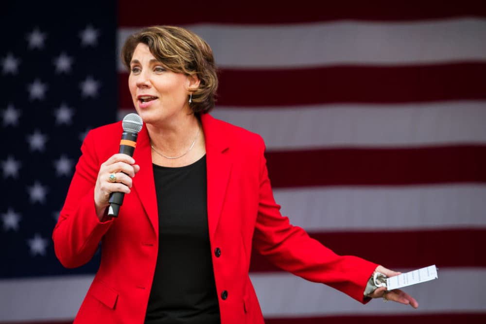 Democratic U.S. Senate candidate Amy McGrath speaks during an Early Vote rally at Lynn Family Stadium on October 27, 2020, in Louisville, Kentucky. (Jon Cherry/Getty Images)