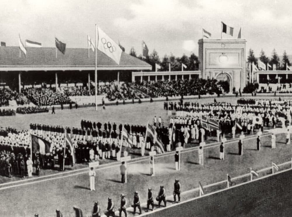 General view of the opening ceremonies of the VII Olympic Games on April 20, 1920, in Antwerp, Belgium. (Getty Images)
