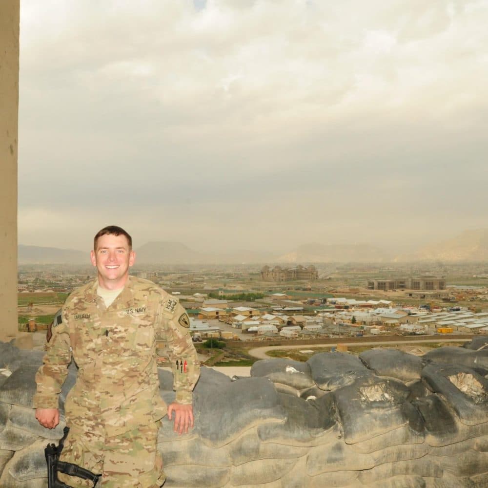 Quincy-based Afghan war vet Andrew Carleen outside Camp Julien in Kabul in 2012.