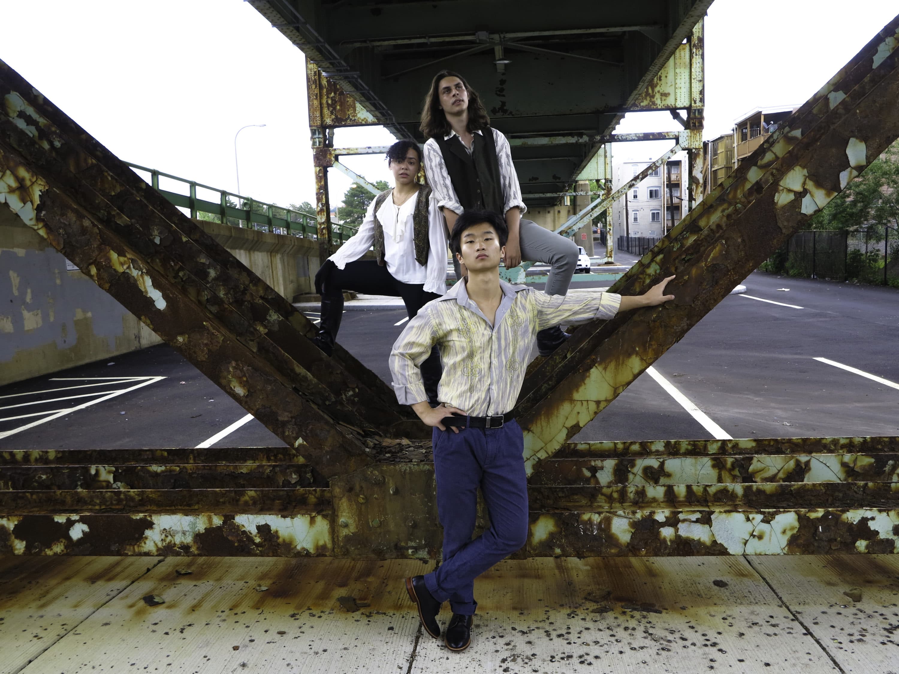 Ethan Williams, top, as Mercutio, Sandra Seoane-Serí, left, as Benvolio, and Alan Kuang as Tybalt in "Romeo & Juliet." (Courtesy Danielle Fauteux Jacques)