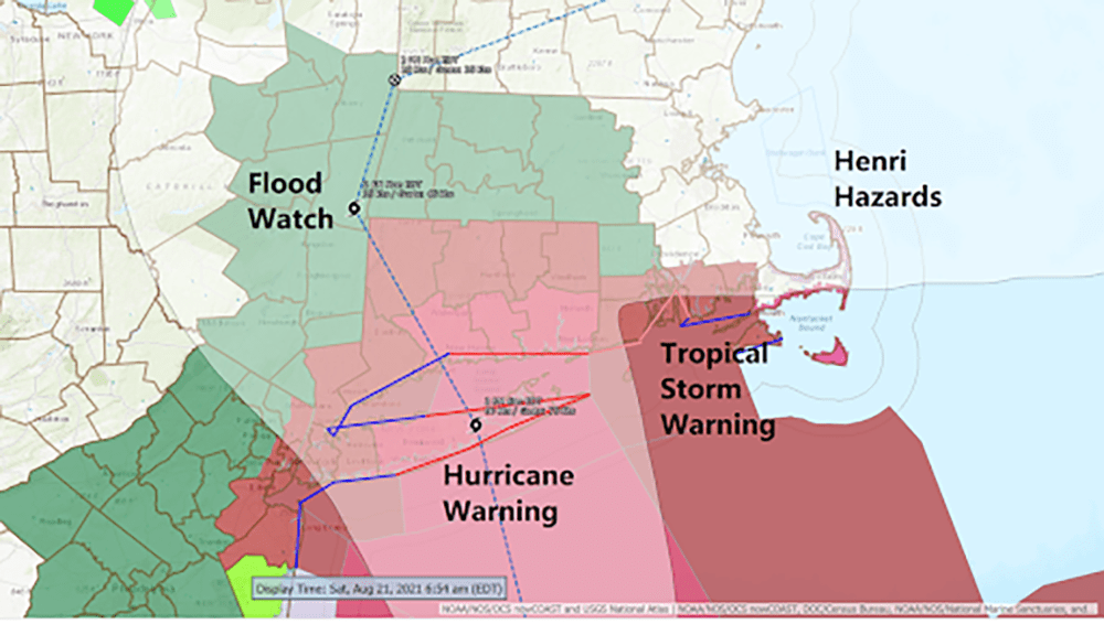 The official track of Henry could move east during the day Saturday. (NOAA)