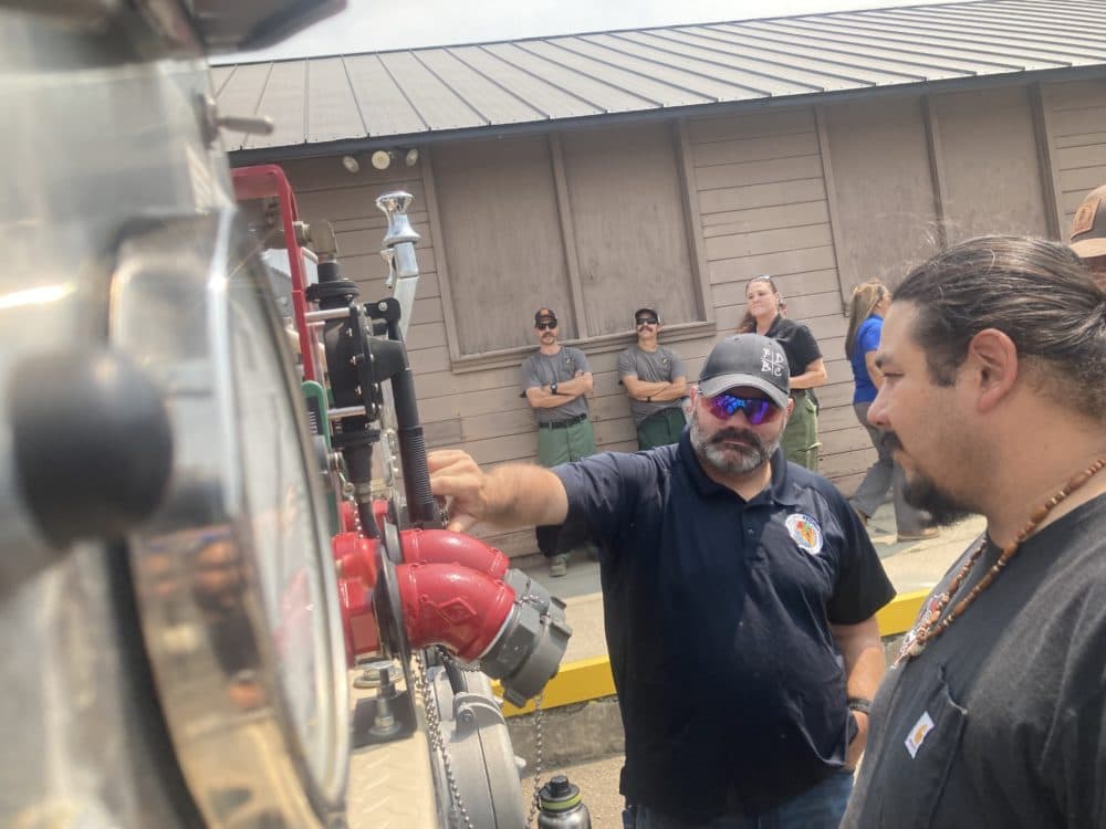 The new wildland fire engine was prepared, delivered and came with instruction by BIA Affairs Fire's Matt Flying and Greg Perry, both Native American firefighters from the Bureau of Indian Affairs, Pacific Regional Office. (Courtesy)