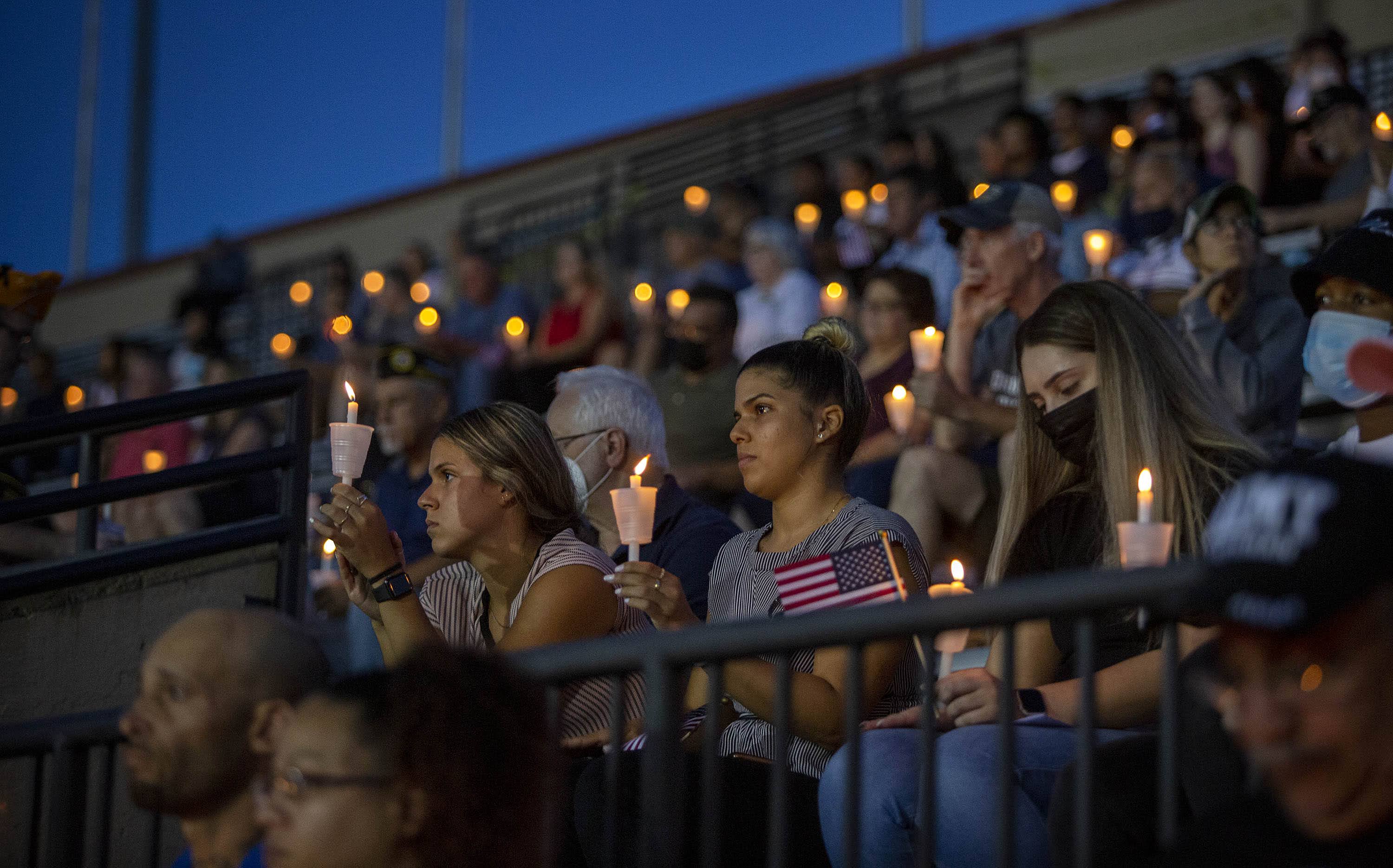 Members of the crowd gathered at the vigil.(Robin Lubbock/WBUR)