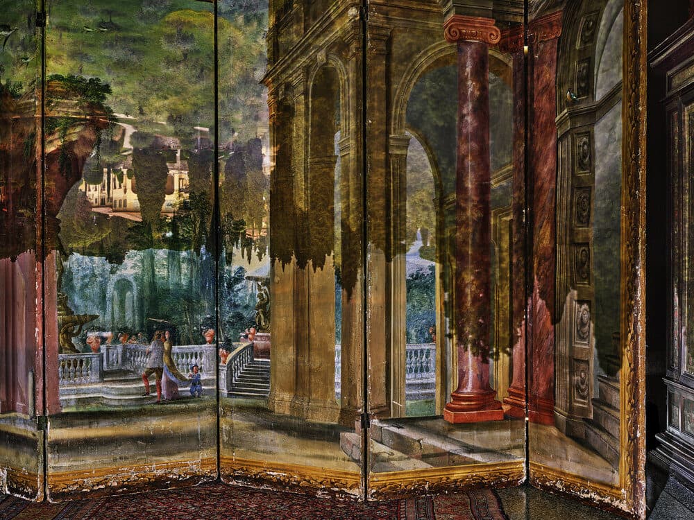 Abelardo Morell, &quot;Camera Obscura: View of Gardens on Folding Screen, Villa La Pietra, Florence, Italy,&quot; 2017. (Courtesy Fitchburg Art Museum)