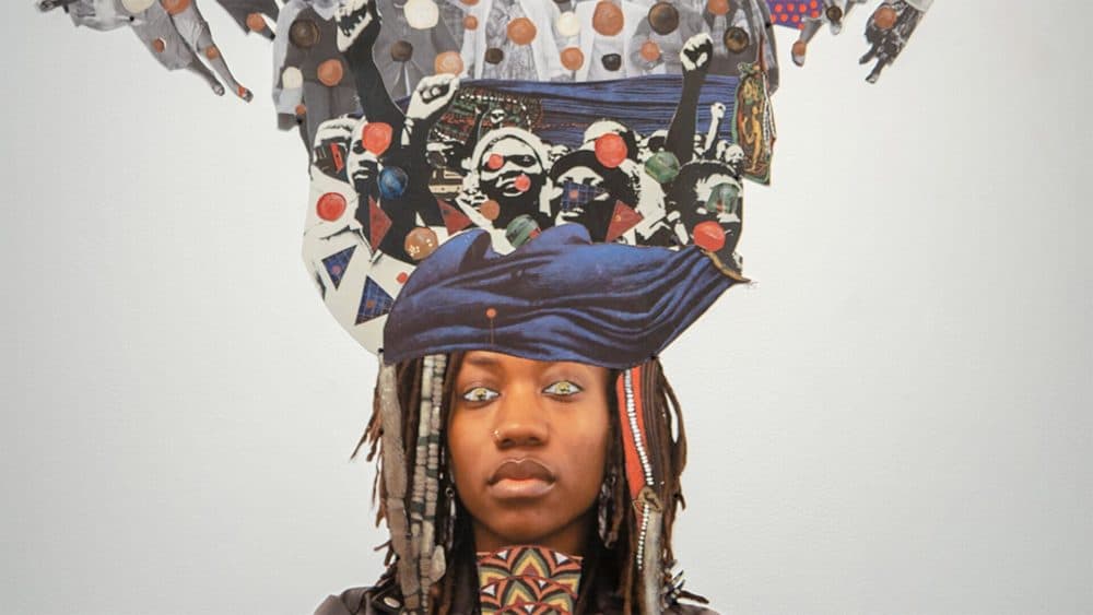 Helina Metaferia, &quot;Headdress 4&quot; (detail), 2019. (Courtesy of the artist/Museum of Fine Arts Boston)