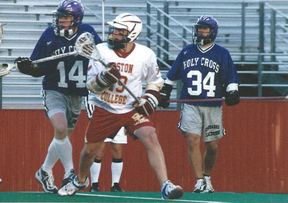 Welles Crowther playing lacrosse for Boston College. (Courtesy of Alison Crowther)