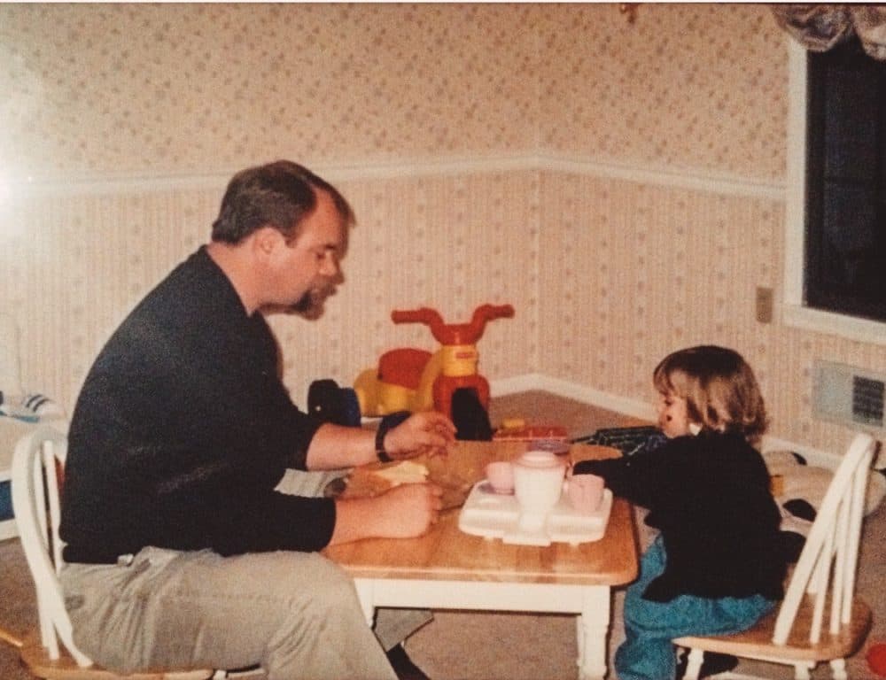 Sophia and her father, Dennis, having a tea party at their home in Colt's Neck, N.J., 2000. (Courtesy Sophia Cook)