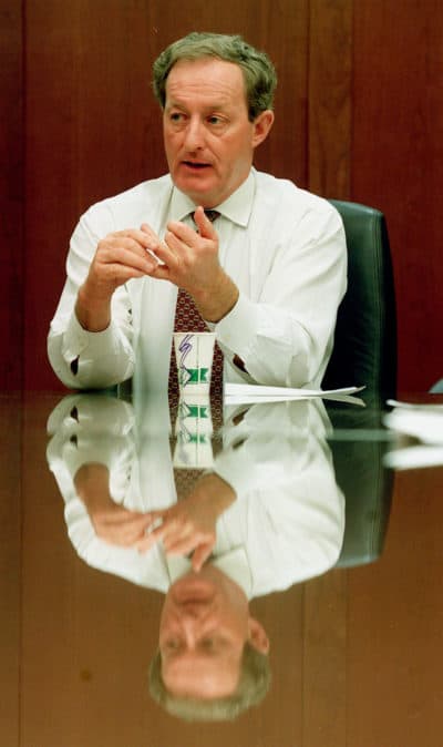 Police Commissioner Paul Evans at a press conference in 2000. (Mark Garfinkel/Boston Herald via Getty Images)