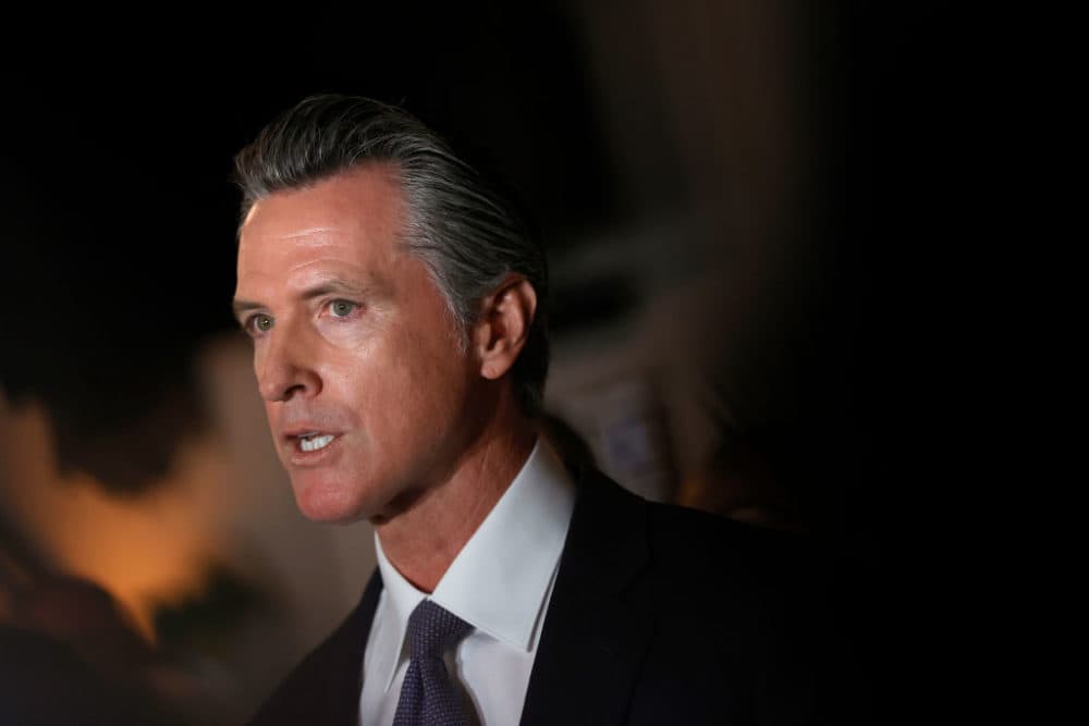 California Gov. Gavin Newsom speaks during a news conference at Manny's on Aug. 13, 2021 in San Francisco, (Justin Sullivan/Getty Images)