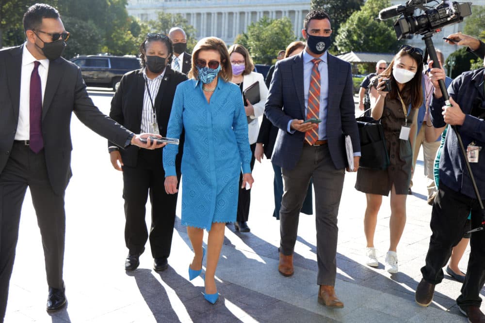 U.S. Speaker of the House Rep. Nancy Pelosi (D-CA) leaves after a news conference outside the U.S. Capitol. Alex Wong/Getty Images)