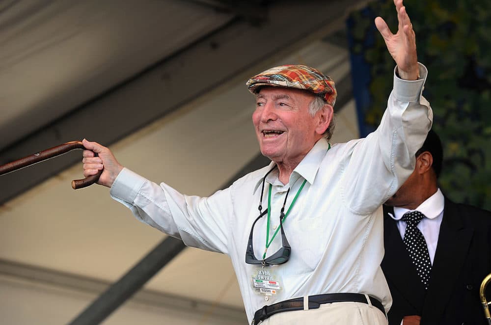 George Wein sits in with the Preservation Hall Jazz Band during their 50th anniversary performance at the 2012 New Orleans Jazz & Heritage Festival in Louisiana. (Rick Diamond/Getty Images)