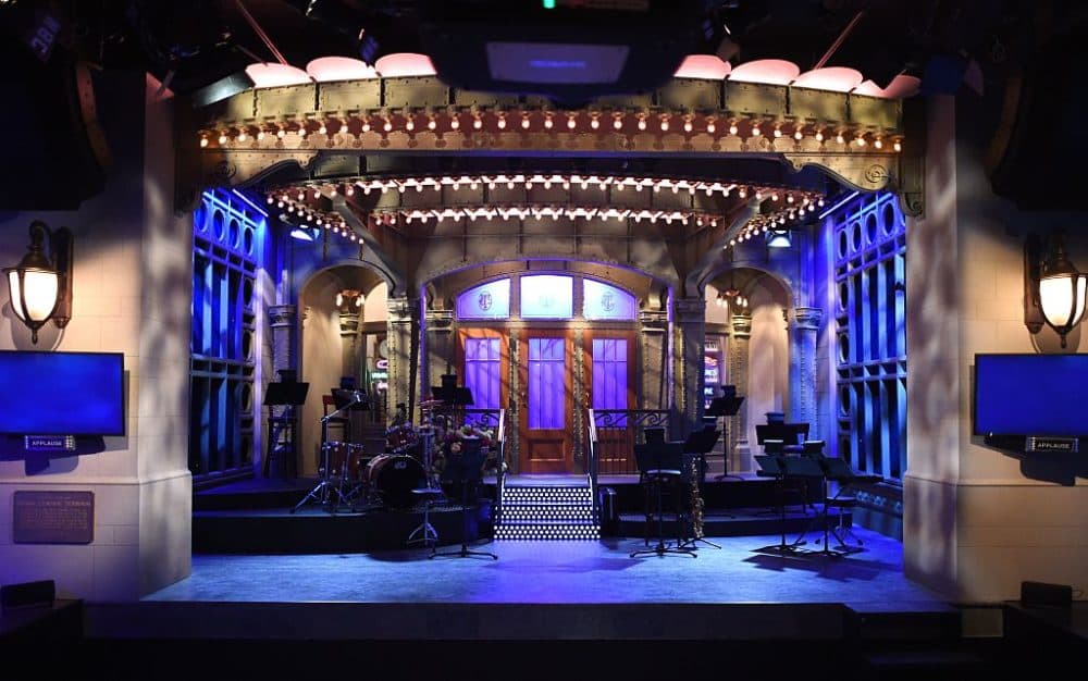 The SNL stage on display during a media preview on May 29, 2015, at the Saturday Night Live: The Exhibition, celebrating the NBC program's 40-year history. (Timothy Clary/AFP/Getty Images)