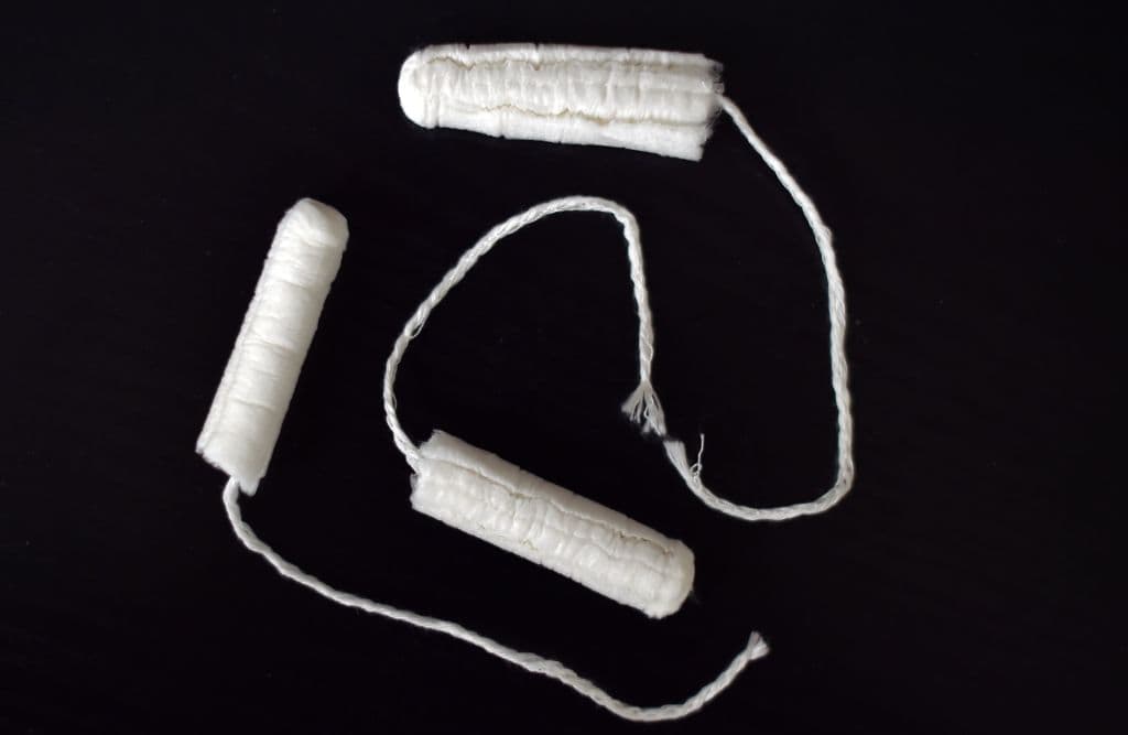 A picture taken in Nantes on February 24, 2016 shows tampons. (Loic Venance/Getty Images)