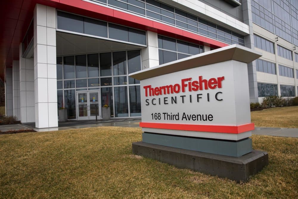 Thermo Fisher Scientific’s headquarters in Waltham, Mass. (Robin Lubbock/WBUR)