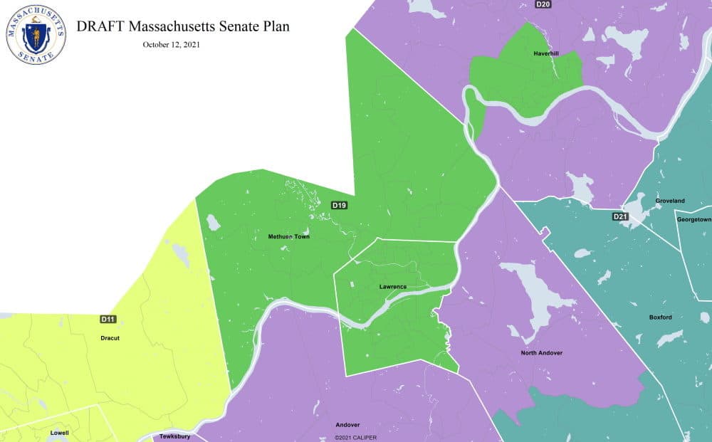 Lawrence, Methuen, and Haverhill neighborhoods with significant Hispanic or Latino populations would together form a new majority-minority state Senate district under a draft redistricting proposal Senate Democrats released Tuesday. (Courtesy office of state Sen. Will Brownsberger via State House News Service)