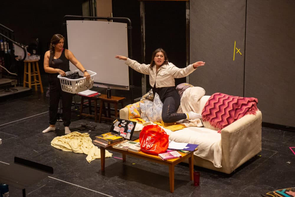 Actors Sarah B. Dennison and Ria Nez in rehearsal for WAM Theatre's production of &quot;Kamloopa.&quot; (Courtesy David Dashiell)