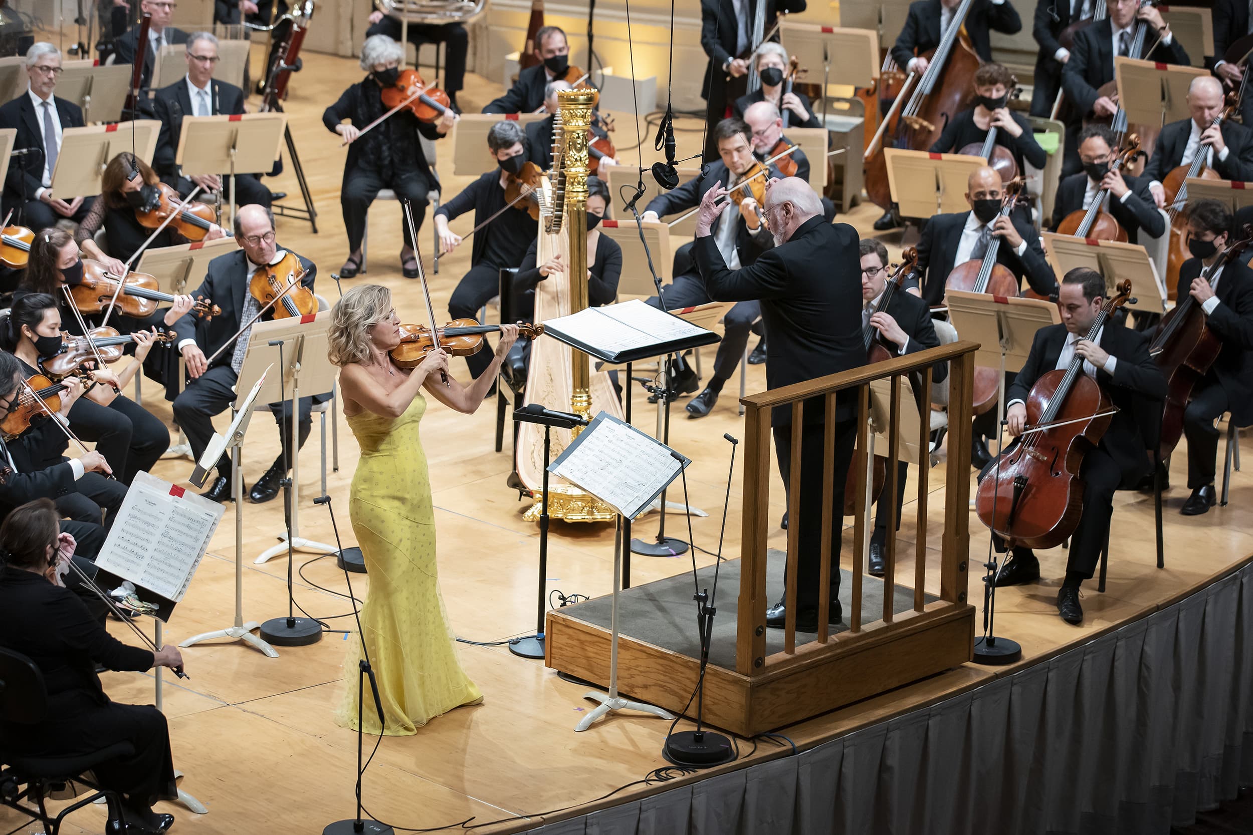 Anne-Sophie Mutter performs John Williams film score arrangements with the composer conducting at Symphony Hall on Sunday, Oct. 3, 2021. (Courtesy Winslow Townson)