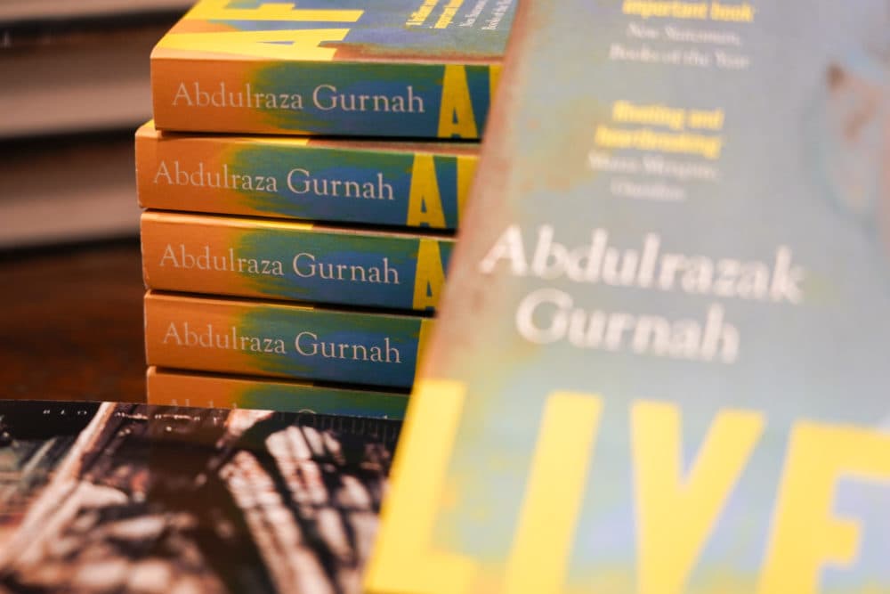 Copies of &quot;Afterlives&quot; by Zanzibar-born novelist Abdulrazak Gurnah in a book shop in London, on Oct. 7, 2021. (Alberto Pezzali/AP)