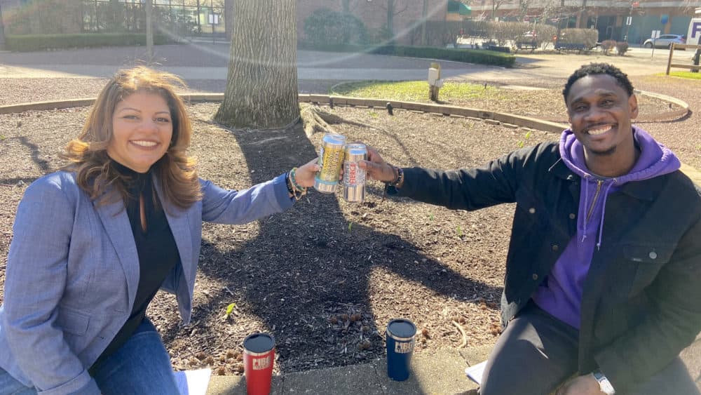 Collin Knight speaks with Waleska Lugo-DeJesus, the CEO of Inclusive Strategies, for his show &quot;Black Brew Dialogues.&quot; (Courtesy Massachusetts Brewers Guild)