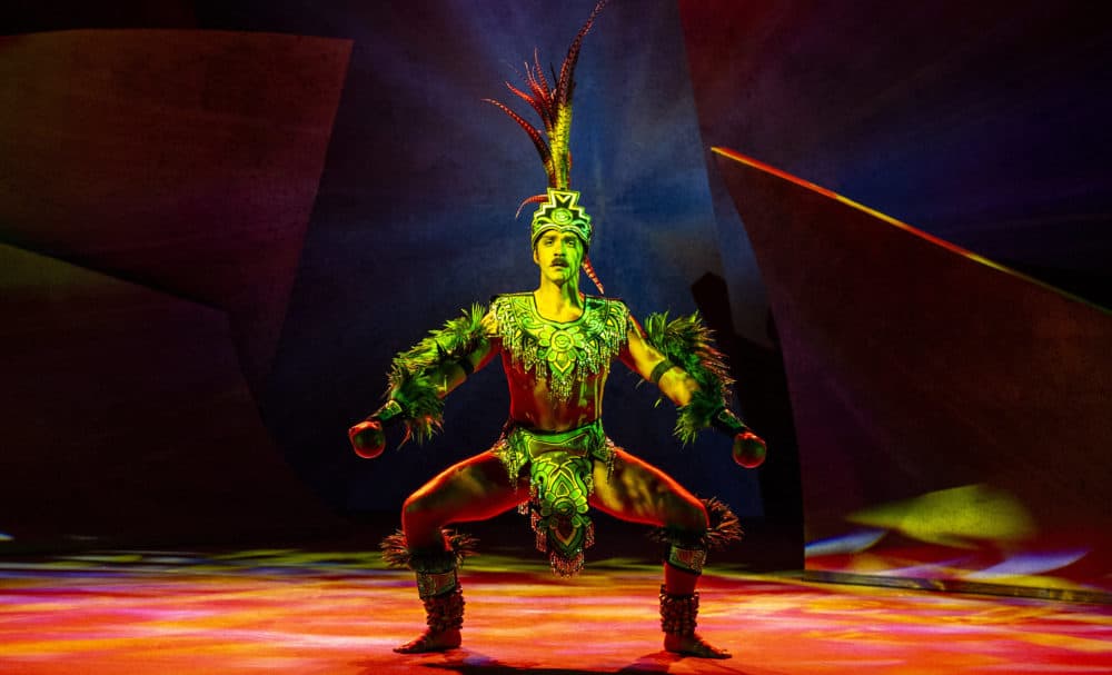 Caleb Marshall-Villarreal plays Quetzalcoatl in Barrington Stage Company's &quot;A Crossing: A Dance Musical.&quot; (Courtesy Daniel Rader) 