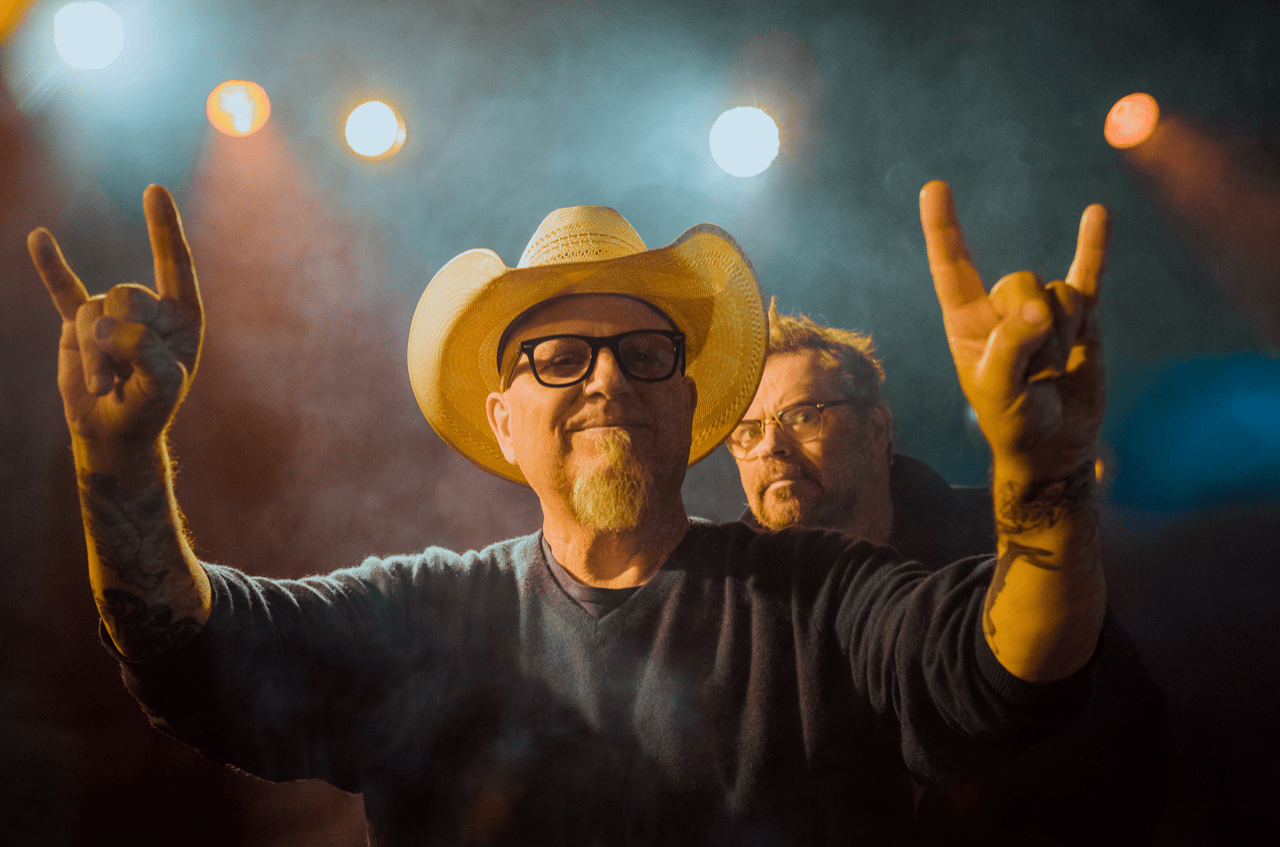 Bobcat Goldthwait (foreground) and Dana Gould in a still from the documentary "Joy Ride." (Courtesy Gravitas Ventures)