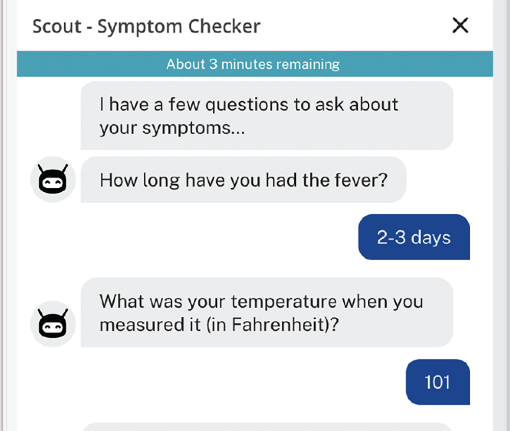 Example chat message from the Scout symptom checker. (Courtesy of GYANT)