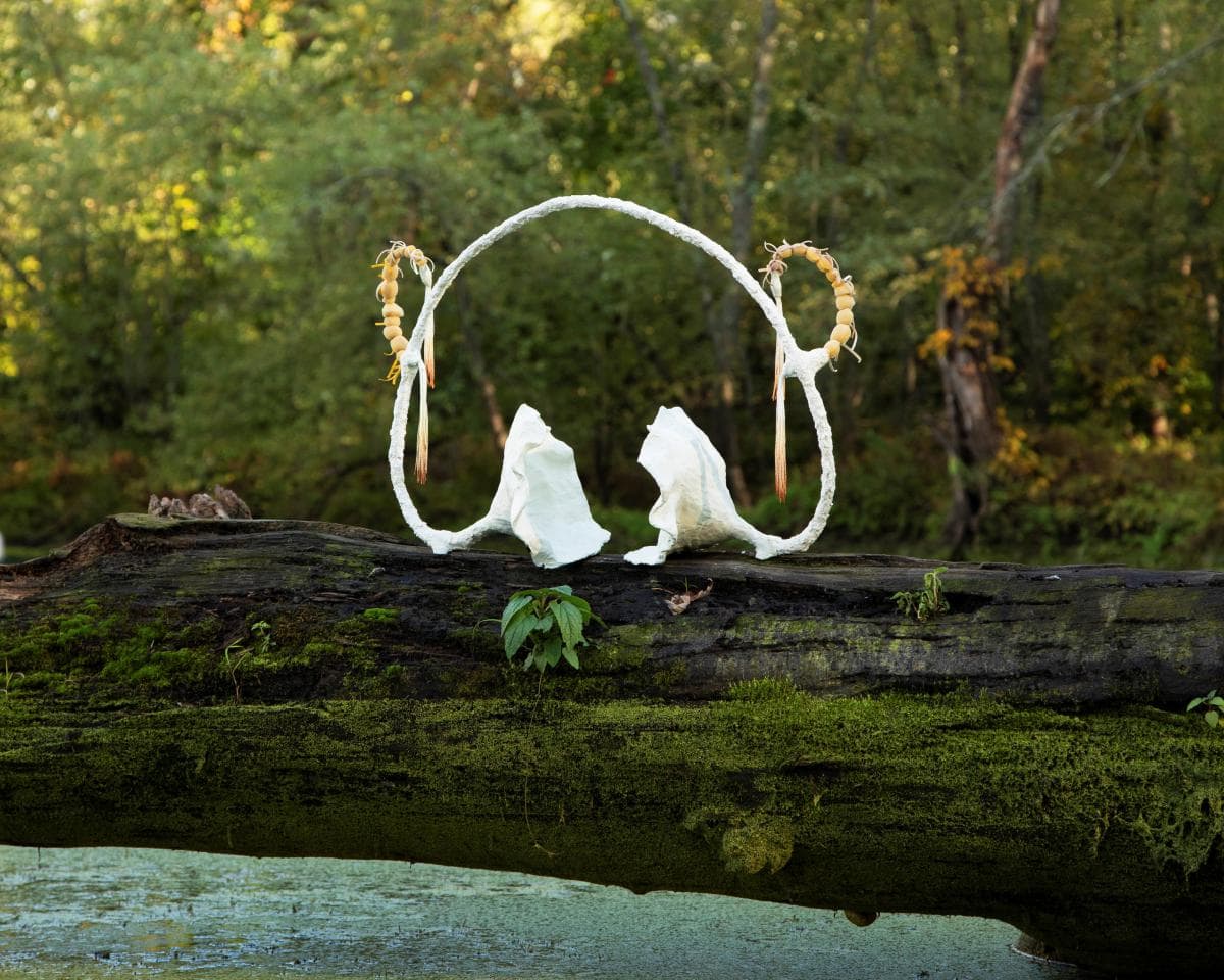 This piece by Estefania Puerta was part of the show in October 2021, in a cove on the Connecticut River in Northampton, Massachusetts. (Credit Alex Rotondo/alexanderjrotondo.com)