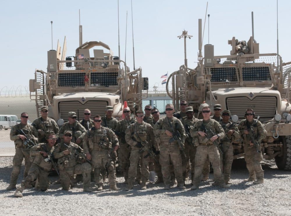 James Lockett (center) with his platoon after their last patrol in Kandahar, Afghanistan (Courtesy James Lockett).