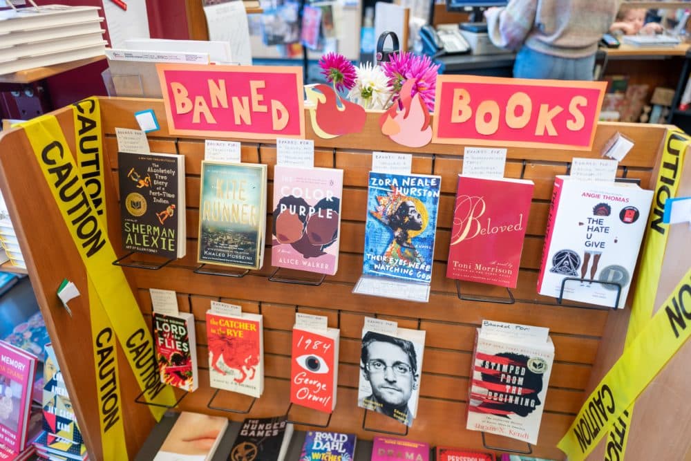Display of banned books or censored books at Books Inc independent bookstore in Alameda, California, October 16, 2021. (Smith Collection/Gado/Getty Images)
