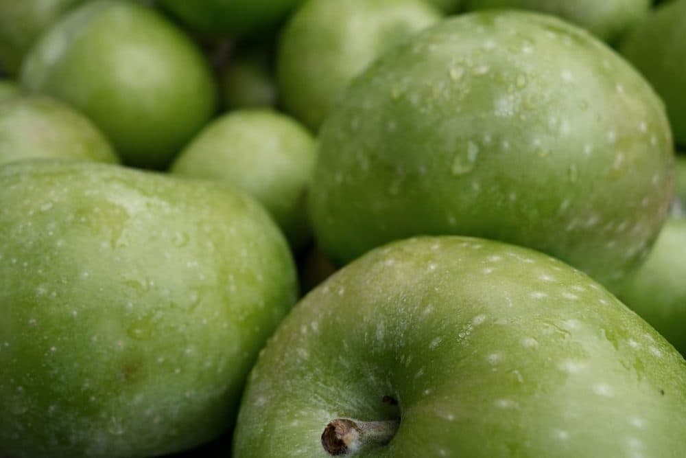 Summer McIntosh apples are seen for sale at a local farmer's market in Oakton, Virginia, on Aug. 7, 2013. (Paul J. Richards /AFP/Getty Images)