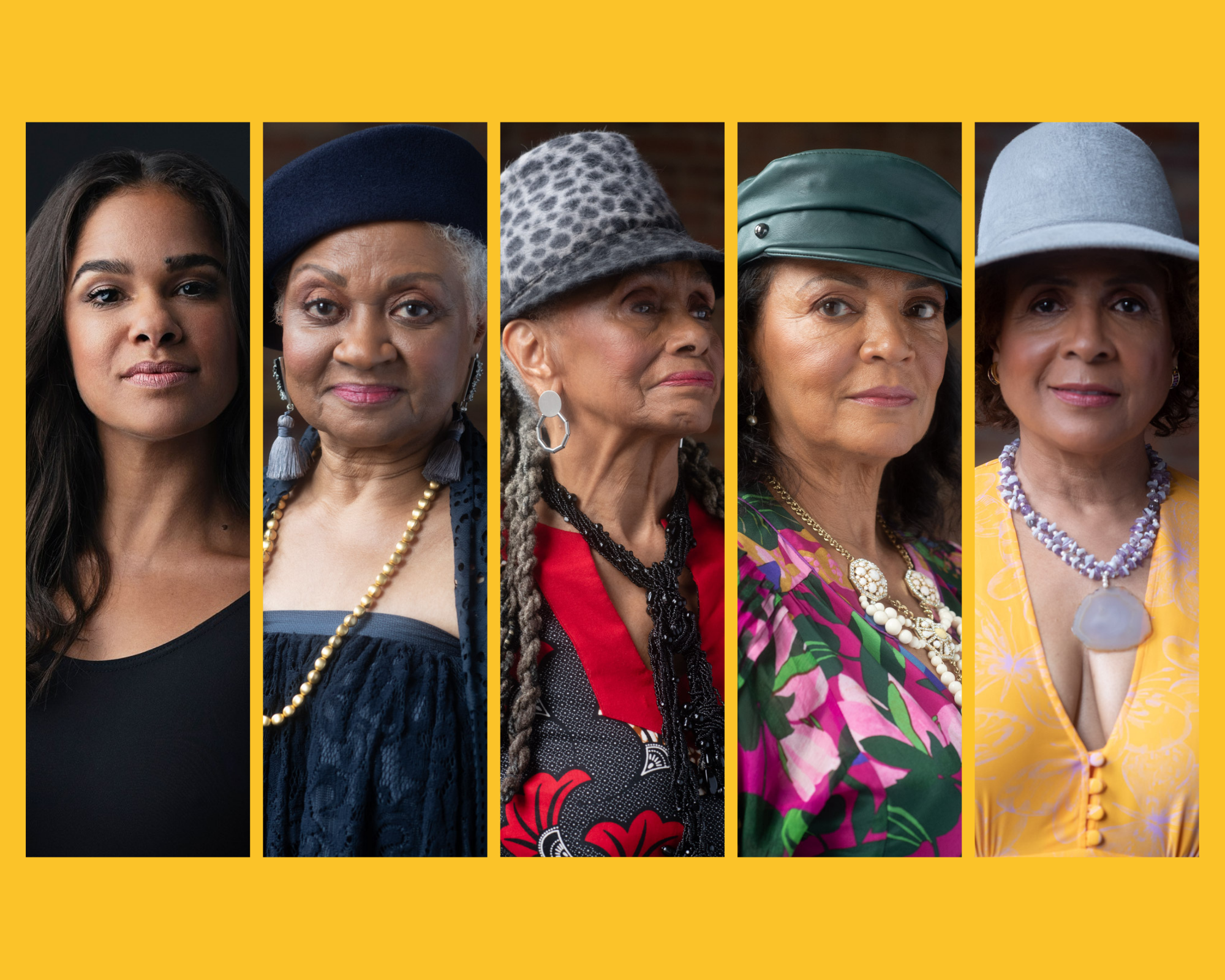 Left to right: Misty Copeland, Gayle McKinney-Griffith, Sheila Rohan, Lydia Abarca-Mitchell and Karlya Shelton-Benjamin. Photos of the members of the 152nd Street Black Ballet Legacy by Dephine Diallo.