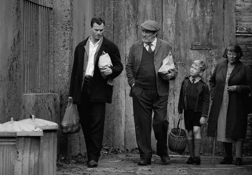 Left to right: Jamie Dornan, Ciarán Hinds, Jude Hill and Judi Dench in director Kenneth Branagh's &quot;Belfast.&quot; (Courtesy Rob Youngson/Focus Features)