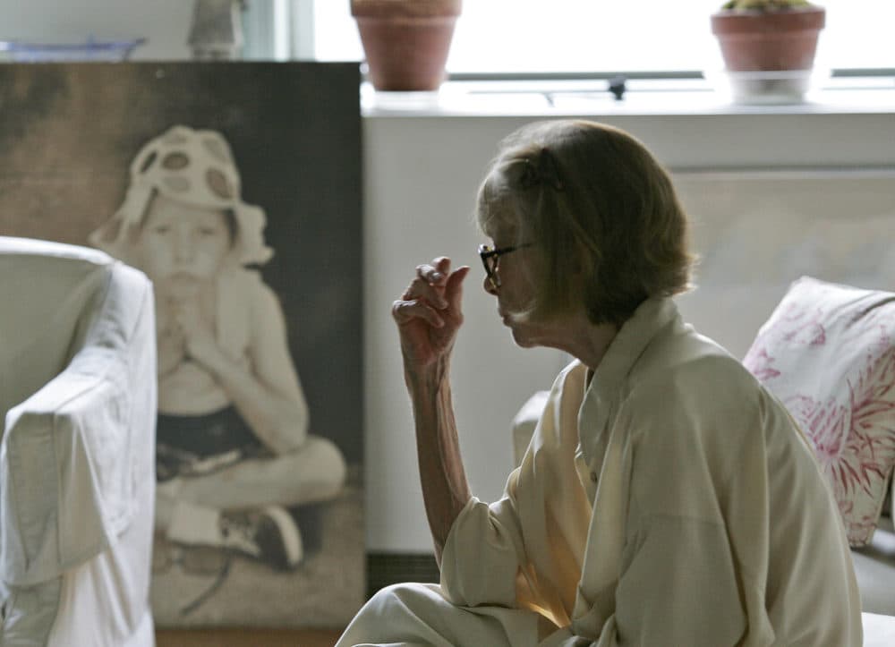 Author Joan Didion is shown near a painting of her daughter Quintana, in her New York apartment, Thursday, Sept. 27, 2007. (Kathy Willens/AP)