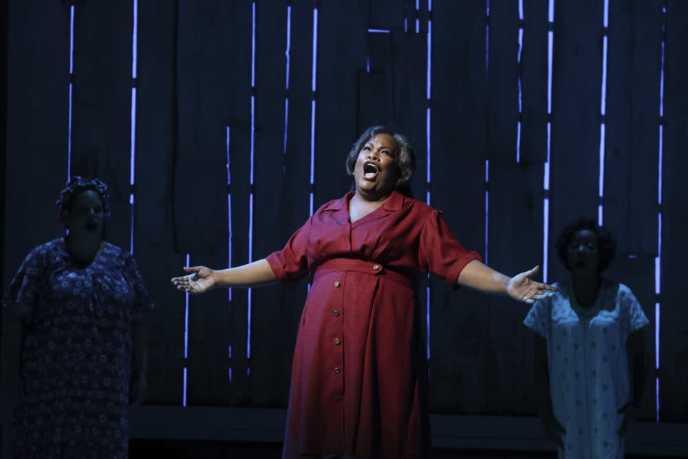 Latonia Moore performs during a rehearsal of &quot;Fire Shut Up in My Bones&quot; at the Metropolitan Opera house, Friday, Sept. 24, 2021, in New York. (Jason DeCrow/AP)