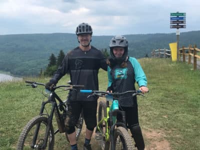 Sparky Anderson and his daughter mountain biking in Snowshoe, West Virginia. (Courtesy)