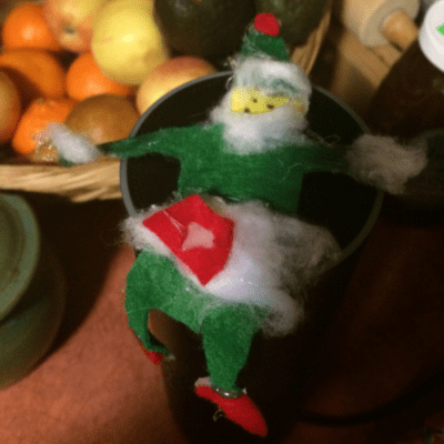 A homemade 'Elf on the Shelf," made by the author's daughter. (Courtesy Lisa Papademetriou)