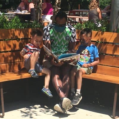 The author and his sons reading. (Courtesy Jeff Davis)