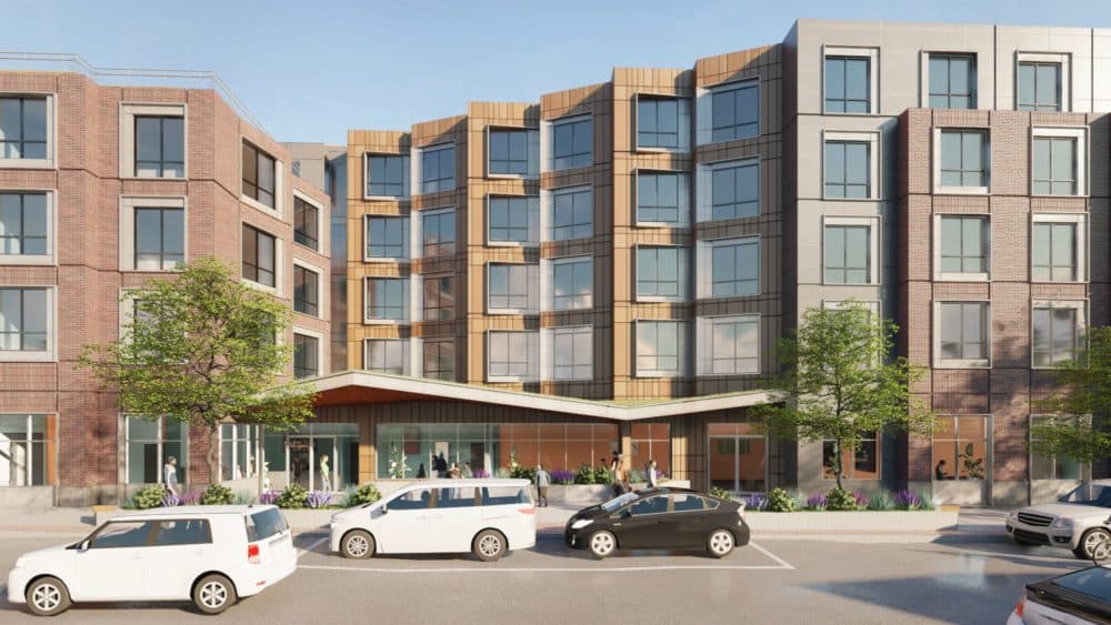 A rendering of the apartment building going up on Washington Street in Jamaica Plain. (Courtesy Rode Architects)