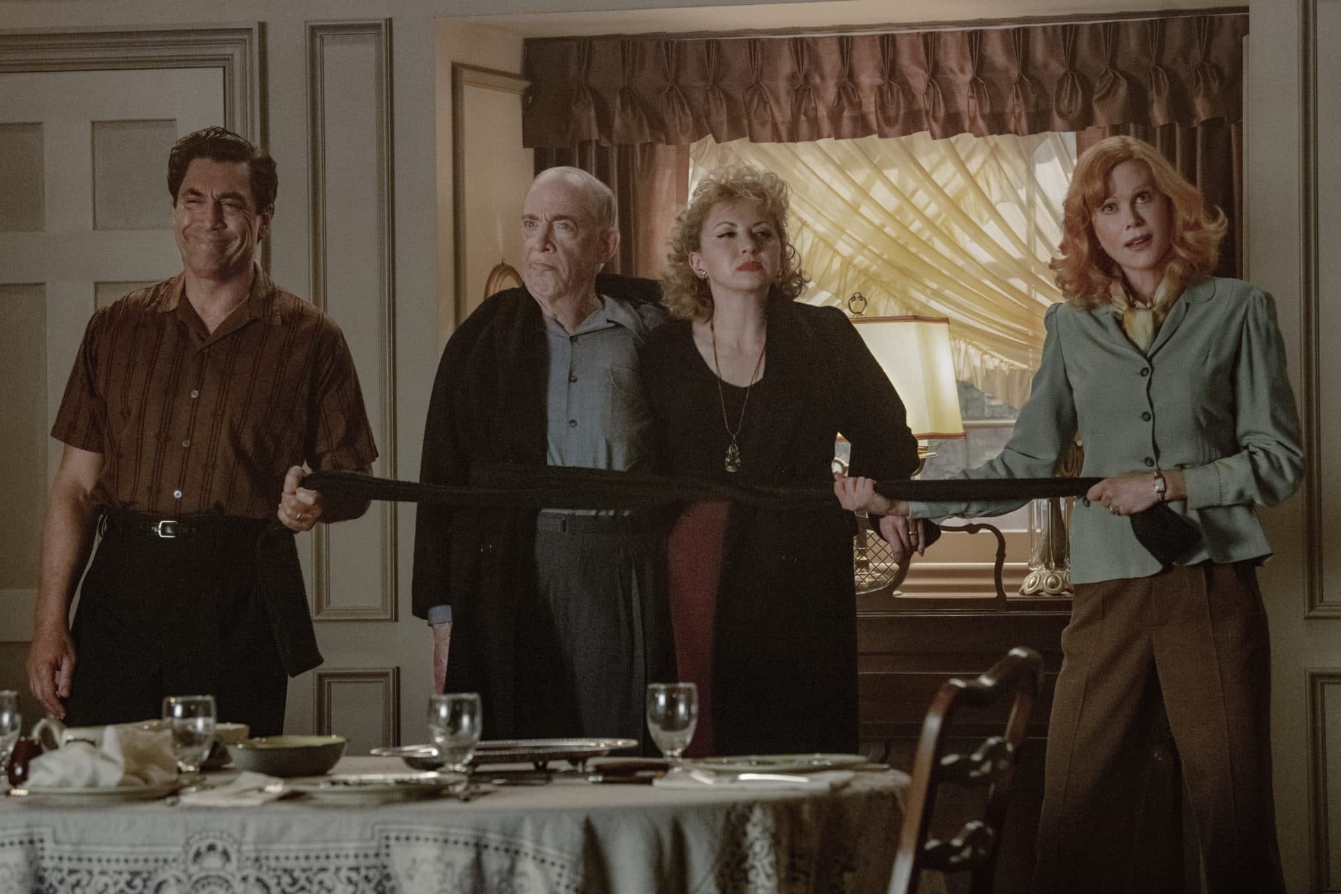 Javier Bardem, J.K. Simmons, Nina Arianda and Nicole Kidman in &quot;Being the Ricardos.&quot; (Courtesy Glen Wilson/Amazon Content Services LLC) 