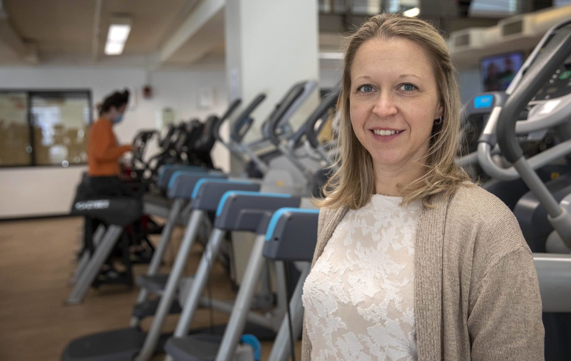 Jody Hinman is the general manager at Healthworks Fitness in Back Bay, Boston. (Robin Lubbock/WBUR)