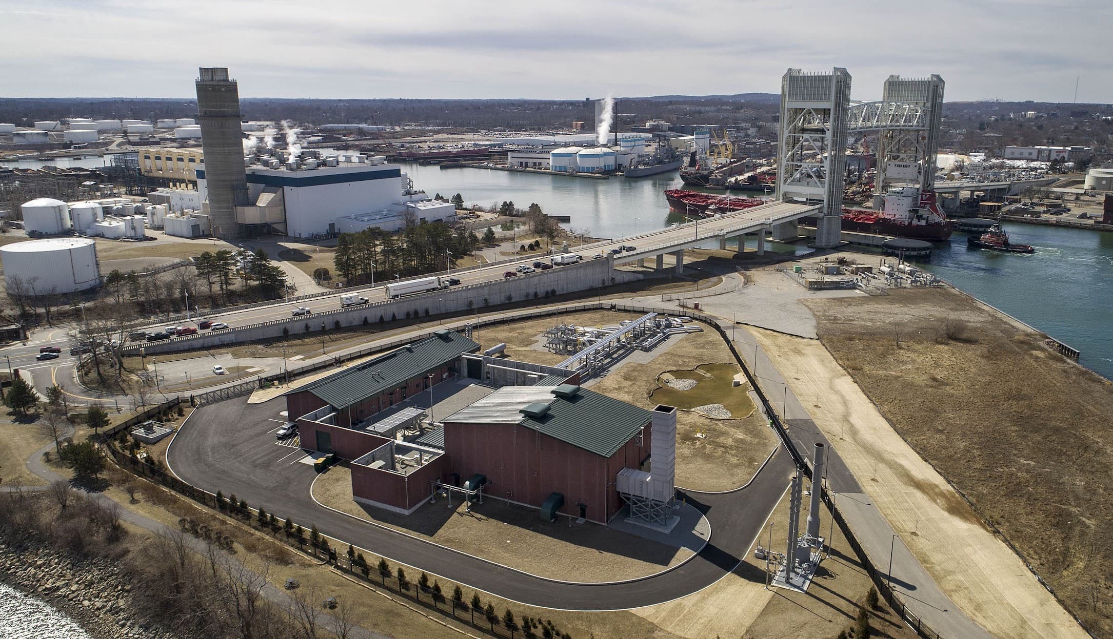 The Weymouth compressor station by the Fore River. (Robin Lubbock/WBUR)