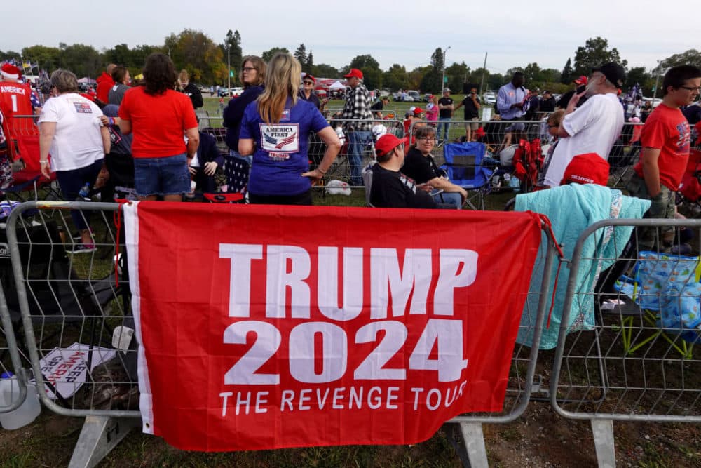Guests arrive for a rally with former President Donald Trump at the Iowa State Fairgrounds on October 09, 2021 in Des Moines, Iowa. This is Trump's first rally in Iowa since the 2020 election.  (Scott Olson/Getty Images)