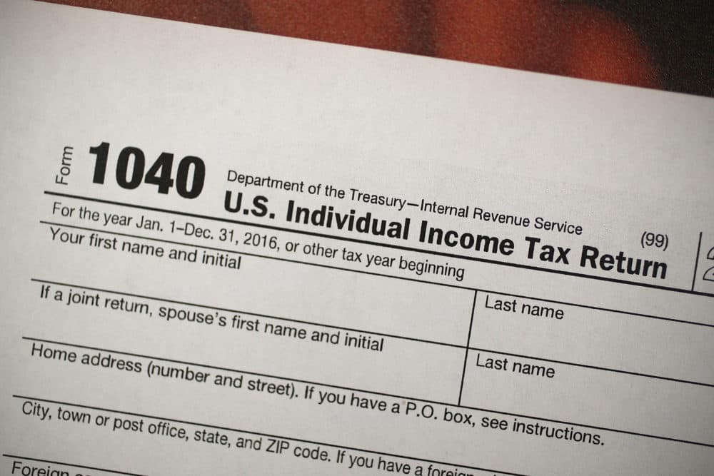 A copy of a IRS 1040 tax form is seen at an H&R Block office. (Joe Raedle/Getty Images)
