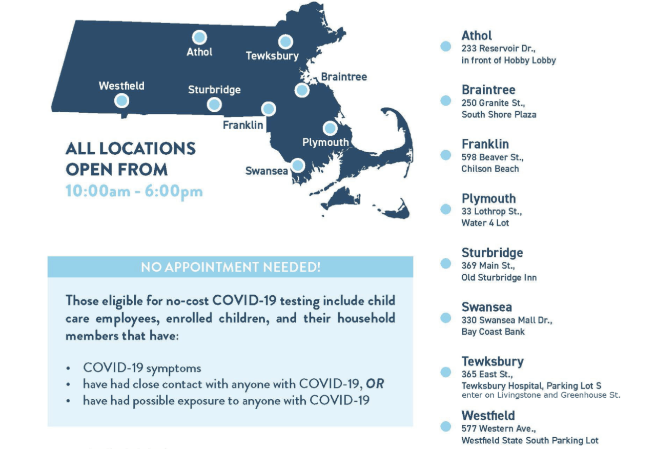Child Care Testing Sites (Source: Department of Early Education &amp; Care)