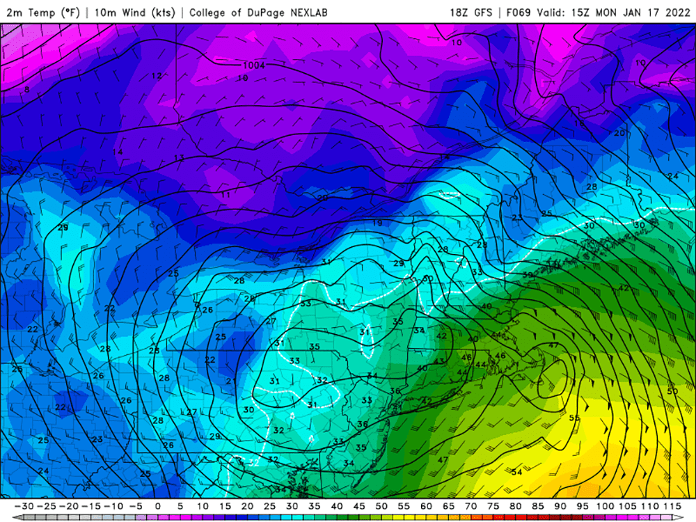 Temperatures Monday afternoon could be well into the 40s for much of eastern southern New England. (COD Weather)